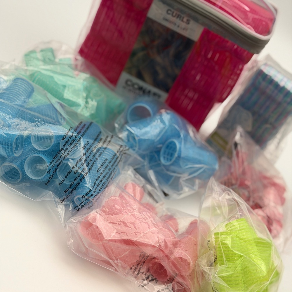 Conair Self-Grip Hair Rollers Set Curls & Body Multi-Size Plus Lot of Misc